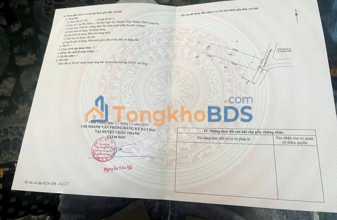 Đất Phú Ngãi Trị Long An 210m² 599 triệu - Sổ đỏ chính chủ