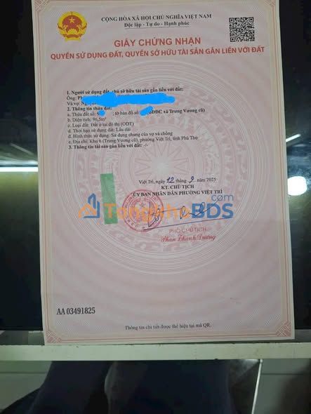 Đất Nền Phường Việt Trì, TP Việt Trì 96.5m² - Sổ Đỏ Sẵn Sàng