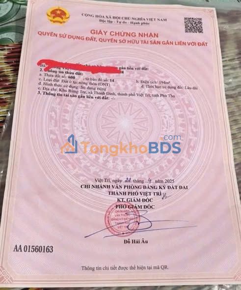 Đất Nền 194m² Mặt Tiền 10m - Kinh Doanh Thuận Lợi Tại Hưng Hoá, Phú Thọ