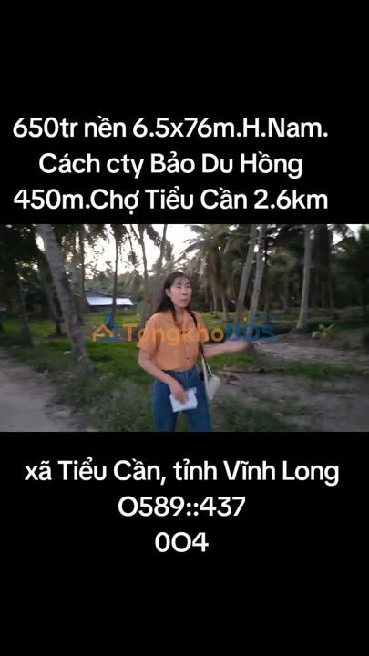 Đất nền Tiểu Cần Trà Vinh 501m² 650 triệu - Hạ tầng hoàn thiện