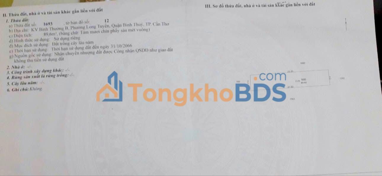 Đất Bình Thủy Cần Thơ 92m² 1,6 tỷ - Pháp lý rõ ràng