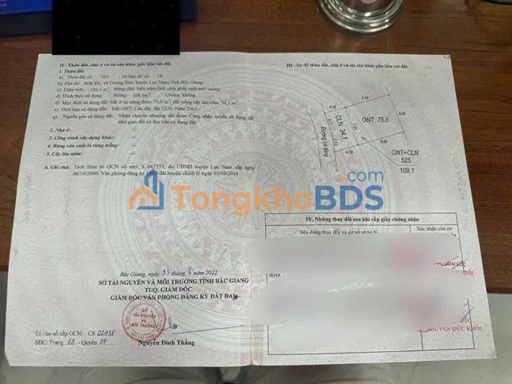 Đất nền Cương Sơn Lục Nam 109m² - Sổ đỏ chính chủ