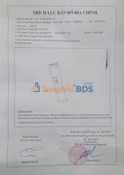 Đất nền Ninh Hòa 900m² giá 4,049 tỷ - Sổ đỏ chính chủ