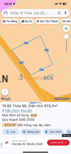 Bán Đất 2 Mặt Tiền 25.5m² - Hắc Dịch, Bà Rịa - Vũng Tàu - Giá 1.25 Tỷ