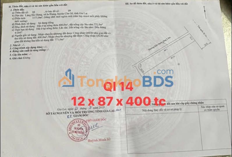 Đất nền Chư Sê QL14A 1.044m² 4 tỷ - Xây dựng tự do