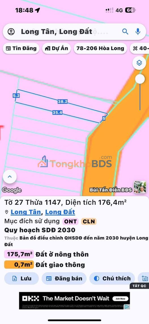 Đất Nền Long Tân Bà Rịa 175m² - Sổ Đỏ 80tc Giá 990 Triệu