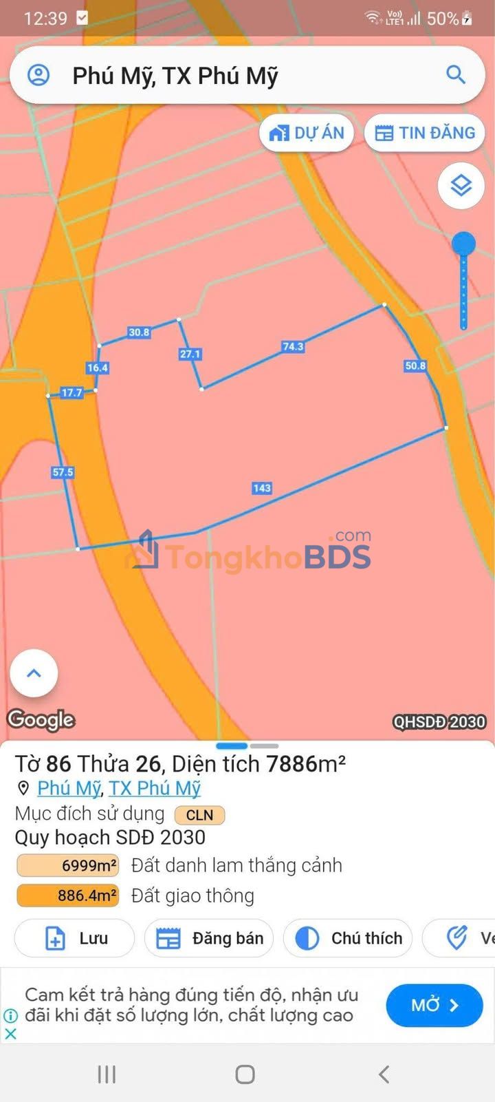 Đất Vạn Hạnh Phú Mỹ 7.886m² - Đường to ô tô