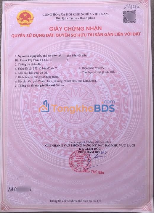 Đất Mặt Tiền QL55 (Thống Nhất) Hàm Tân - Sổ Hồng Sẵn Sàng - Lời Ngay 1.4 Tỷ