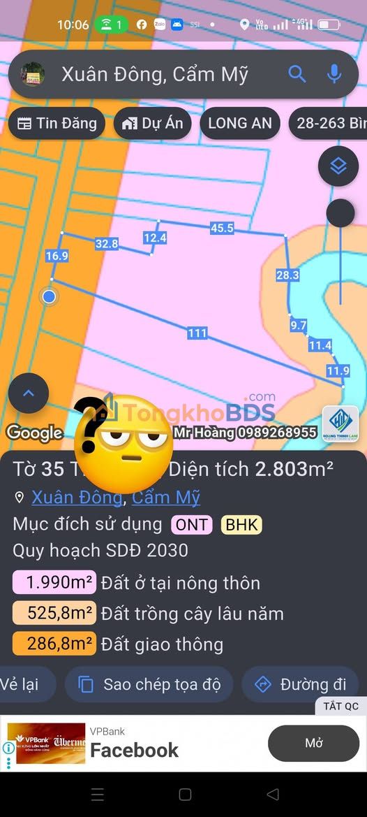 Đất nền Xuân Tây 2.803m² giá đầu tư - Sổ đỏ chính chủ