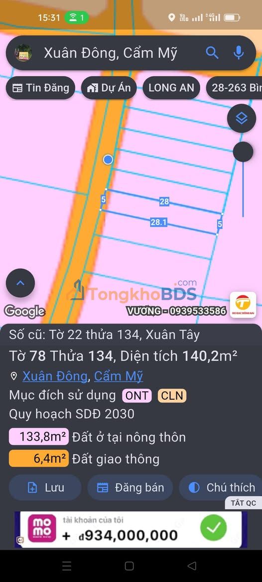 Đất nền Xuân Đông Cẩm Mỹ 140m² - Tiềm năng tăng giá