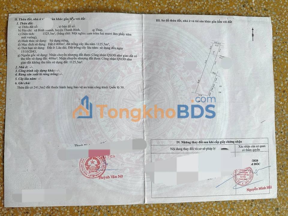 Đất nền QL30 Bình Thành 1.525m² 5 tỷ - Sổ đỏ chính chủ