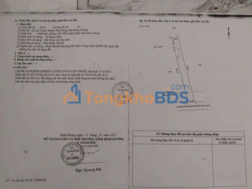 Đất nền KCN Bàu Bàng 1.530m² 7.5 tỷ - Giá tốt hiếm có