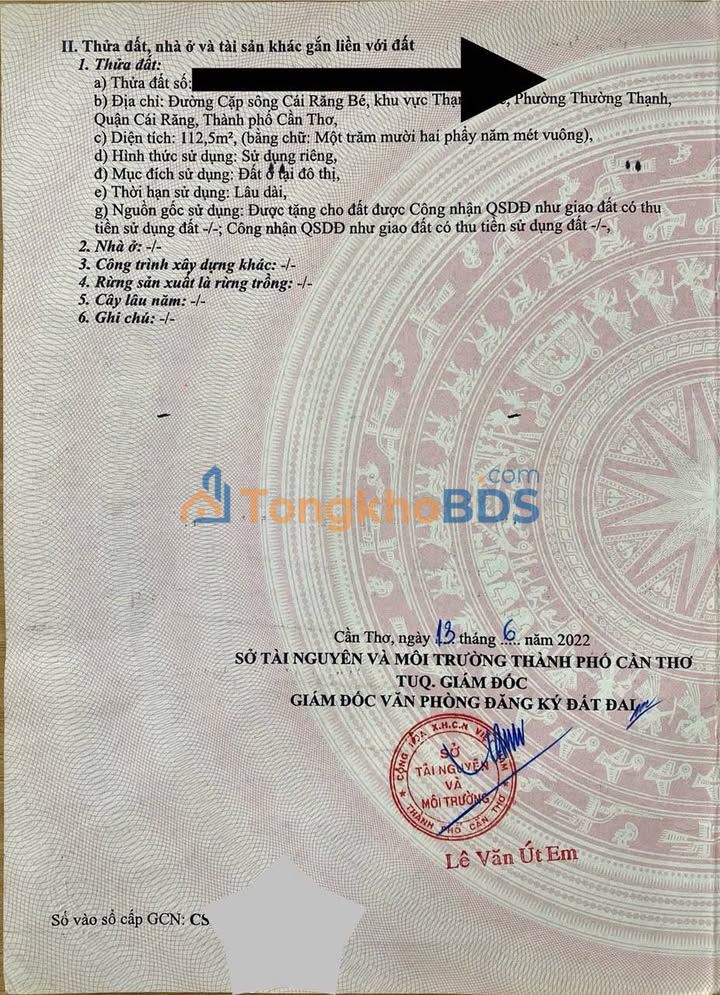 Đất nền Cần Thơ Cặp Sông Cái Răng Bé 113m² 2.789 tỷ - Sổ đỏ chính chủ