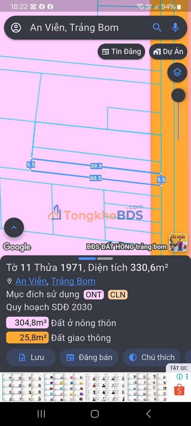 Đất nền Trảng Bom Sông Trầu 330m² 1.35 tỷ - Sổ đỏ chính chủ
