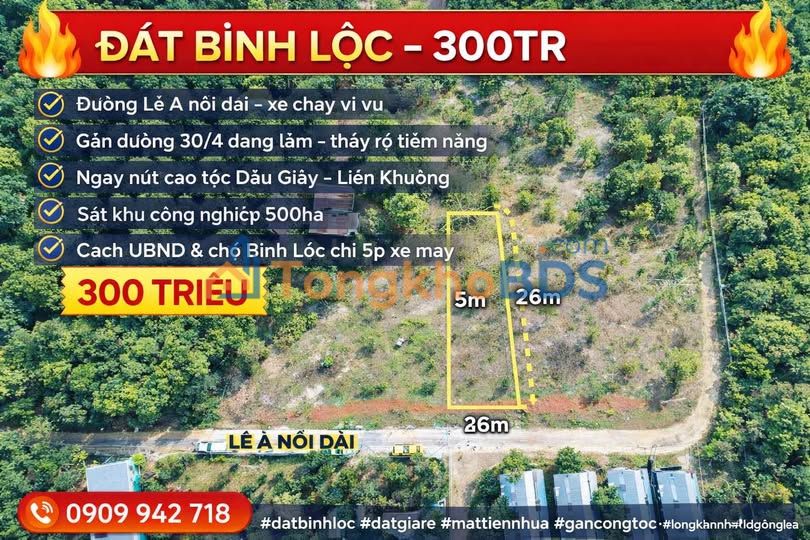 Đất nền Bình Lộc Long Khánh 130m² 300 triệu - Sổ đỏ chính chủ