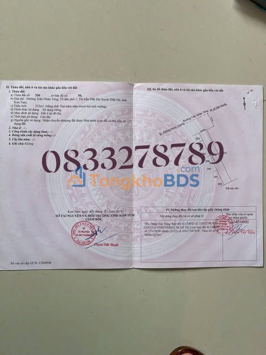 Đất nền Trần Nhân Tông Đăk Hà 504m² full thổ - Sổ đỏ chính chủ