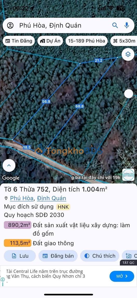 Đất nền Định Quán, Đồng Nai - 1000m² mặt tiền 18m, Sổ sẵn