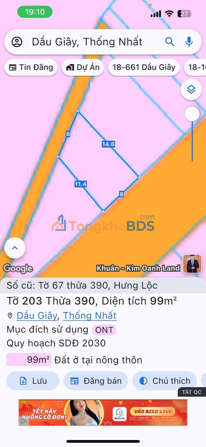 Đất nền DT769 Thống Nhất 99m² 560 triệu - Sổ đỏ chính chủ
