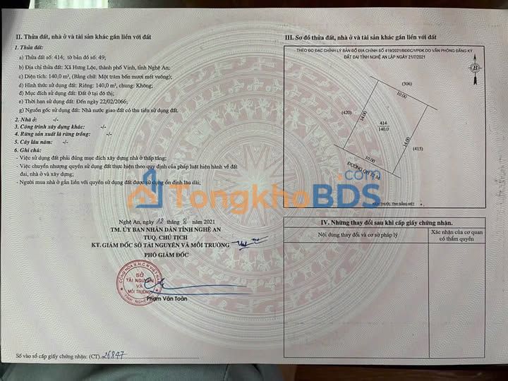 Đất nền Vinh Hưng Lộc 140m² 4 tỷ - Sổ đỏ chính chủ