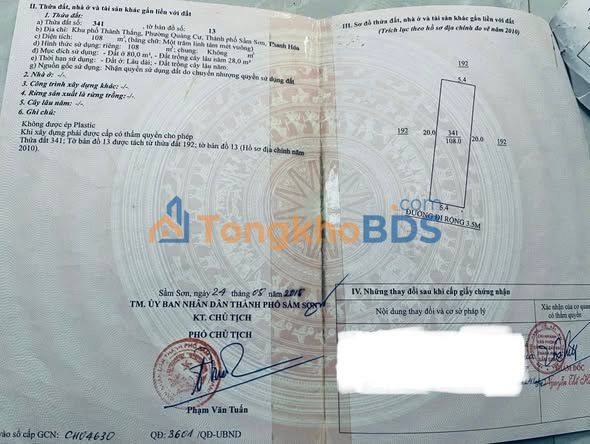 Đất Nền Sầm Sơn 108m² Giá 7xx Triệu - Sổ Hồng Sẵn Sàng