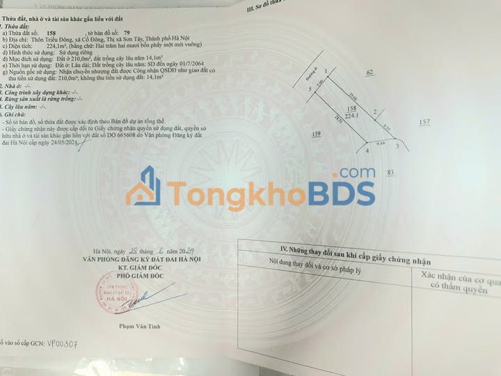 Đất nền Sơn Tây 224m² 6.72 tỷ - Sổ đỏ chính chủ