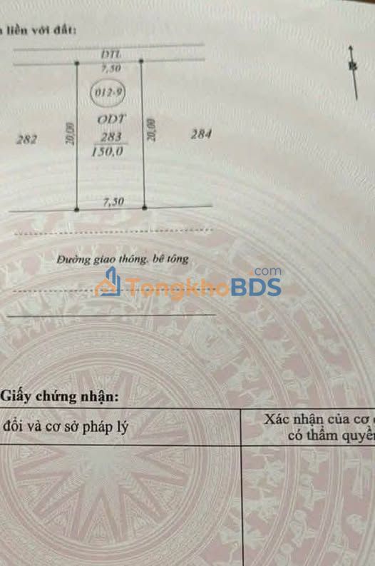 Đất Ông Xem Xướng Tân Trạch 150m² 4.6 tỷ - Pháp lý rõ ràng