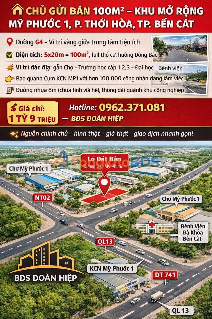 Đất nền Mỹ Phước 1 G4 100m² 1 tỷ - Sổ đỏ chính chủ