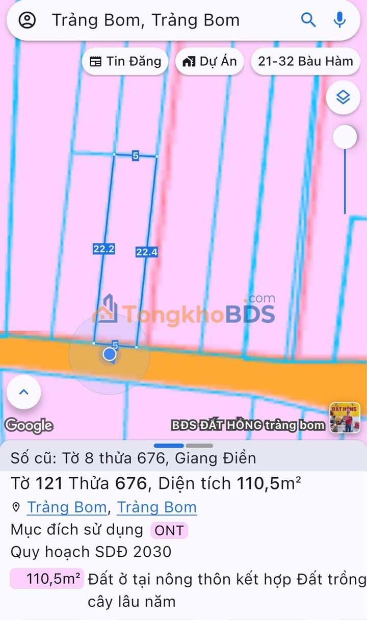 Đất nền Giang Điền 110m² giá 1 tỷ - Đất thổ cư 100%