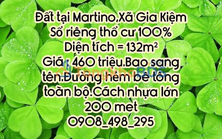Đất nền Gia Kiệm Đồng Nai 132m² 460 triệu - Sổ đỏ chính chủ