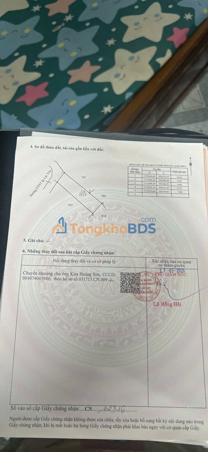 Đất thổ cư Mỹ Lộc 212m² 1.75 tỷ - Sổ đỏ chính chủ