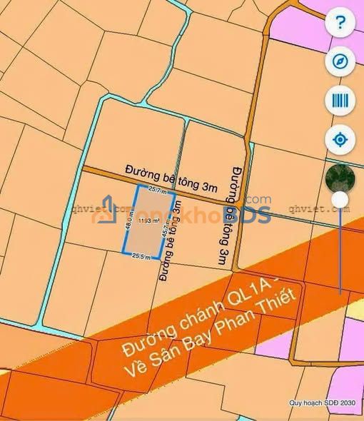 Đất nền Hàm Mỹ Bình Thuận 1.193m² 1 tỷ - Sổ hồng chính chủ