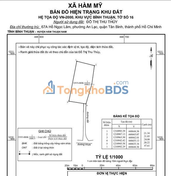 Đất thổ cư Xã Hàm Mỹ 921m² 1,45 tỷ - Đất thổ cư 100%