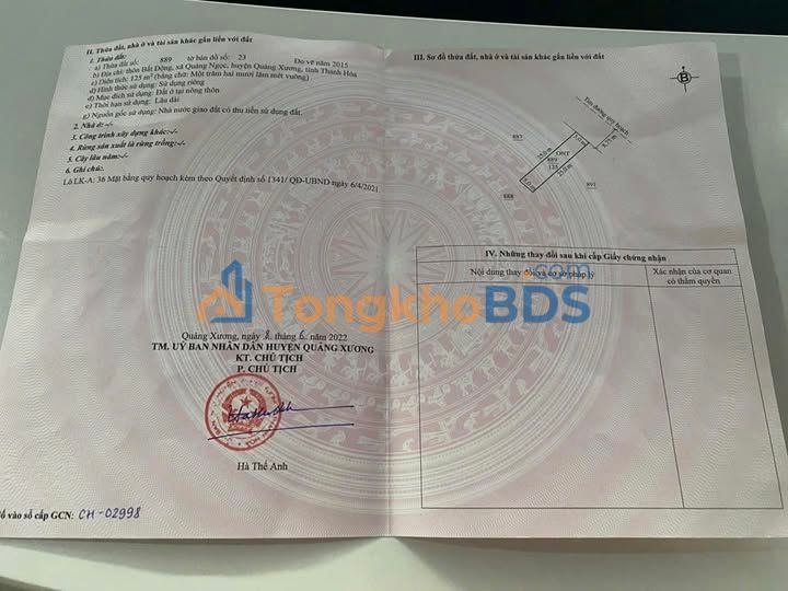 Đất nền Quảng Ngọc, Quảng Xương - 125m² Sổ đỏ sẵn, Giá chỉ 8xx triệu
