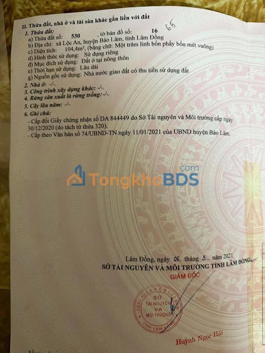 Bán đất Lộc An, Bảo Lâm 104m² sổ hồng riêng - Cơ hội đầu tư