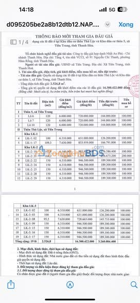 Đất nền Quảng Xương, Thanh Hóa - 100m² giá chỉ 631 triệu/lô