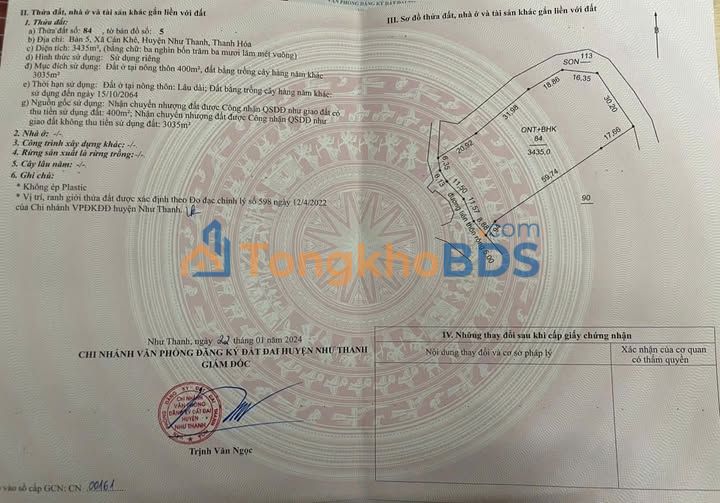 Đất nền Cán Khê 3.435m² 900 triệu - Sổ đỏ chính chủ