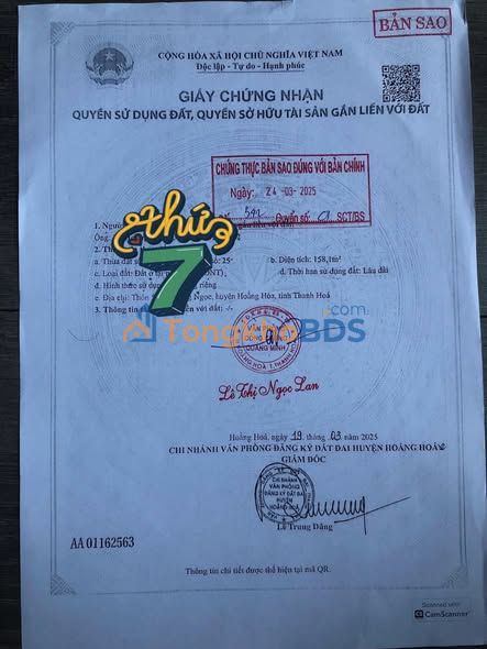 Đất Hoằng Ngọc 158m² 1.6 tỷ - Xây dựng tự do