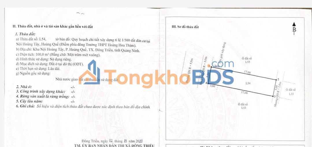 Đất nền Hoàng Quế Đông Triều 100m² – Pháp lý rõ ràng