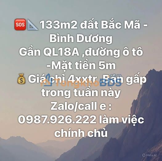 Đất nền Bắc Mã Bến Cát 133m² giá 4xx triệu - Đường to ô tô