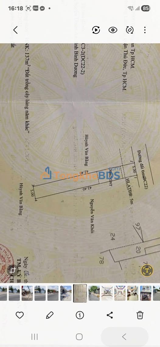 Đất Bình Chuẩn 22 Thuận An 500m² 3.5 tỷ - Sổ đỏ chính chủ