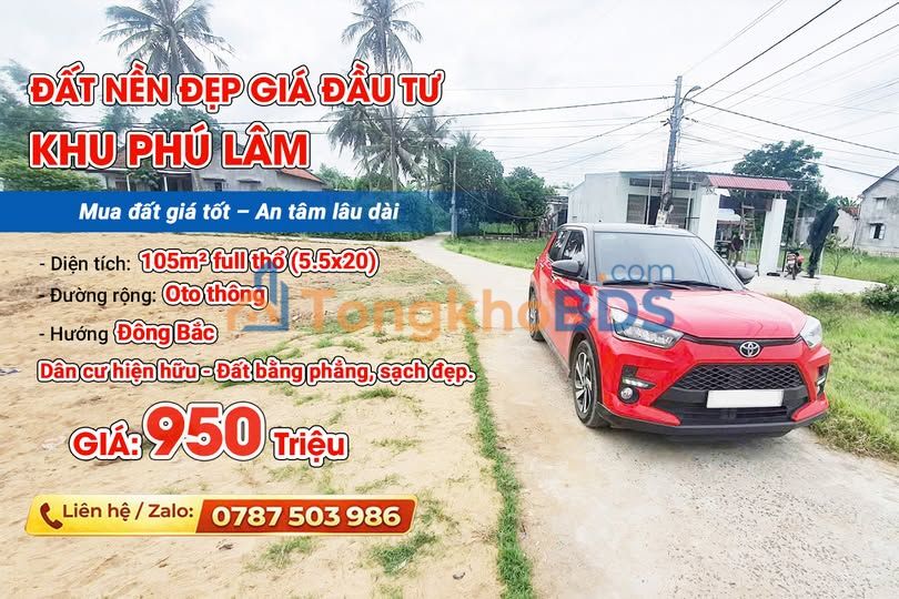 Đất Phú Lâm Tuy Hòa 110m² 950 triệu - Thổ cư 100%