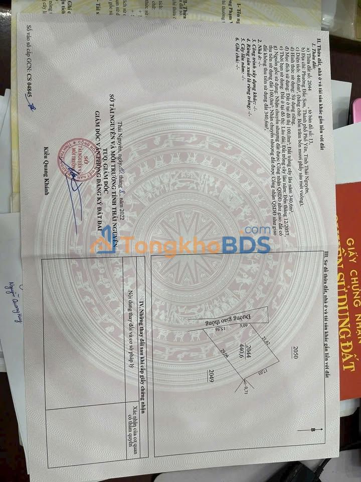 Đất nền Đắc Sơn Phổ Yên 440m² 1 tỷ - Sổ đỏ chính chủ