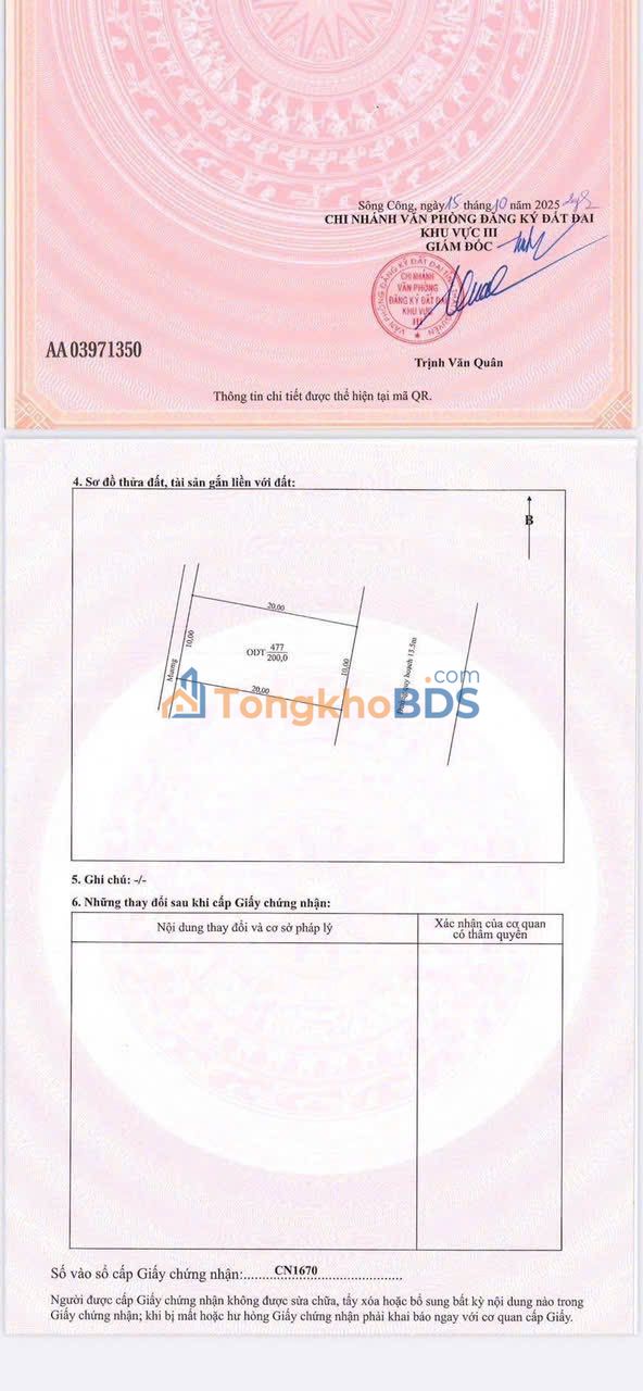 Đất nền Sông Công 200m² 2 tỷ - Sổ đỏ chính chủ