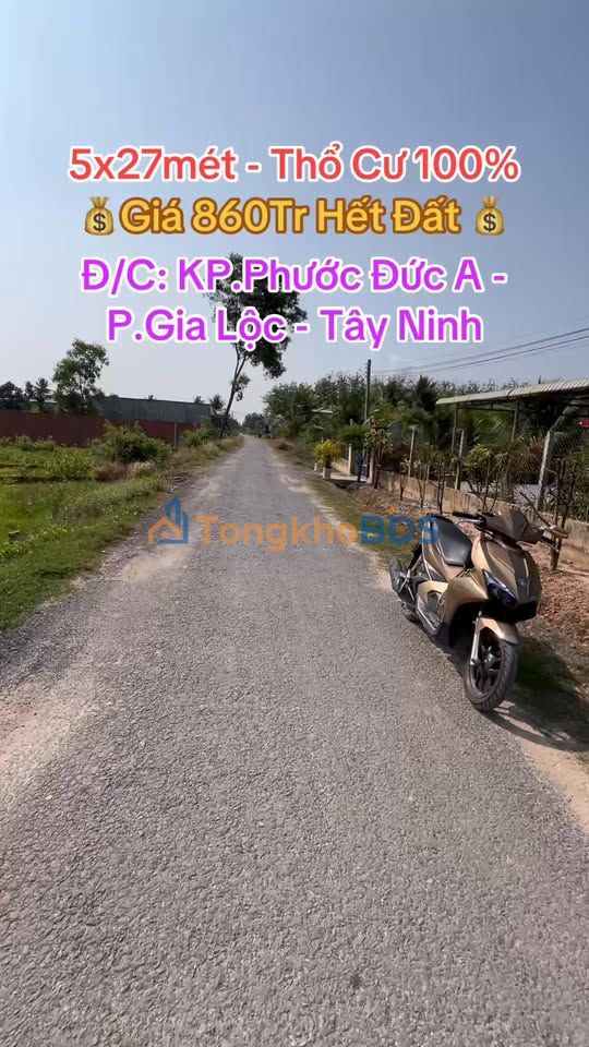 Đất thổ cư Gò Dầu Tây Ninh 135m² 860 triệu - Sổ đỏ chính chủ