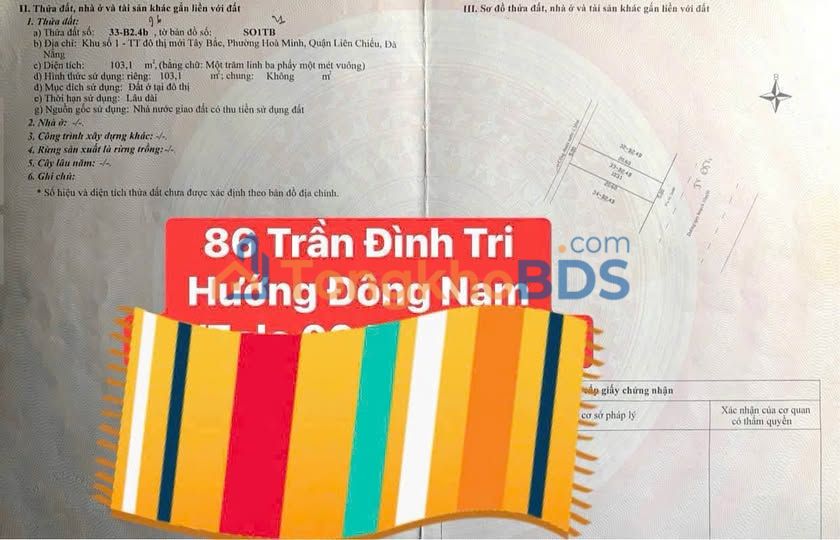 Đất nền Liên Chiểu 103m² giá 8,45 tỷ - Sổ đỏ chính chủ