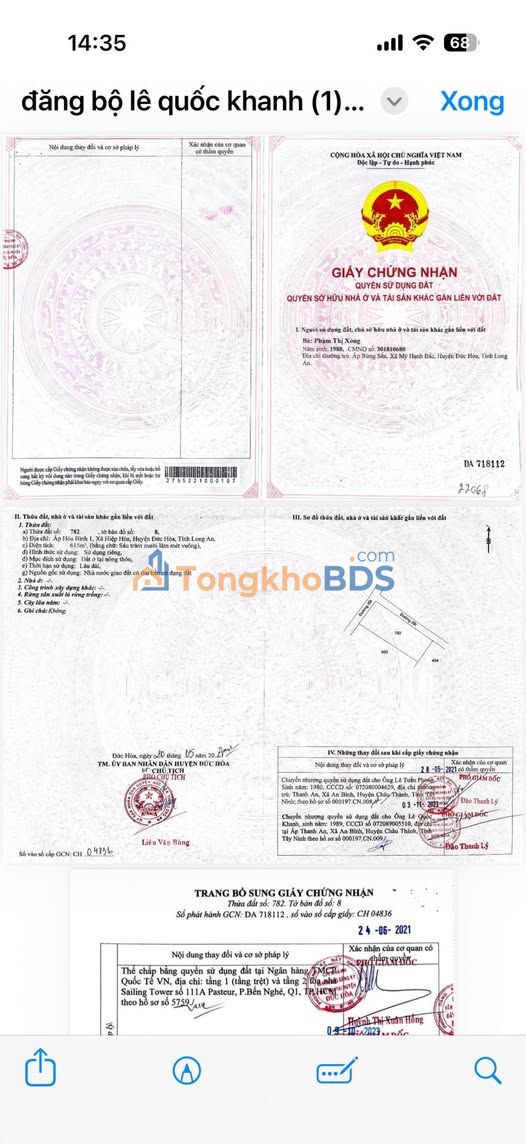 Đất nền Đức Hòa Long An 615m² 3.2 tỷ - Đất thổ cư 100%