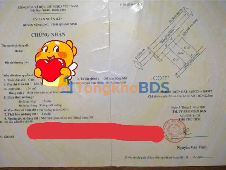 Đất nền Quang Trung Uông Bí 154m² sổ đỏ chính chủ