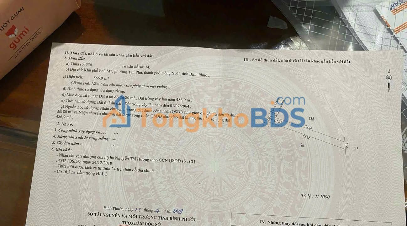 Đất nền Tân Phú Đồng Xoài 553m² - Sổ đỏ chính chủ