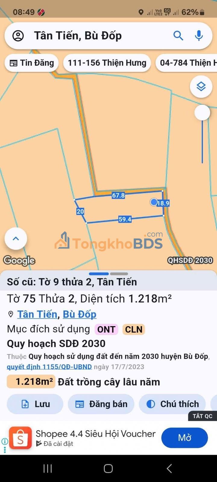 Đất Tân Tiến Bù Đốp 532m² 270tr - Xây dựng tự do sẵn sàng