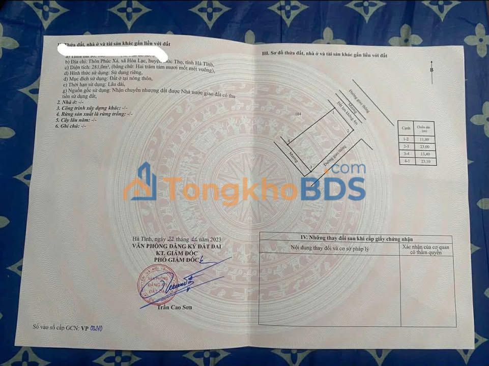 Đất nền Hòa Lạc Đức Thọ 265m² - Sổ đỏ chính chủ